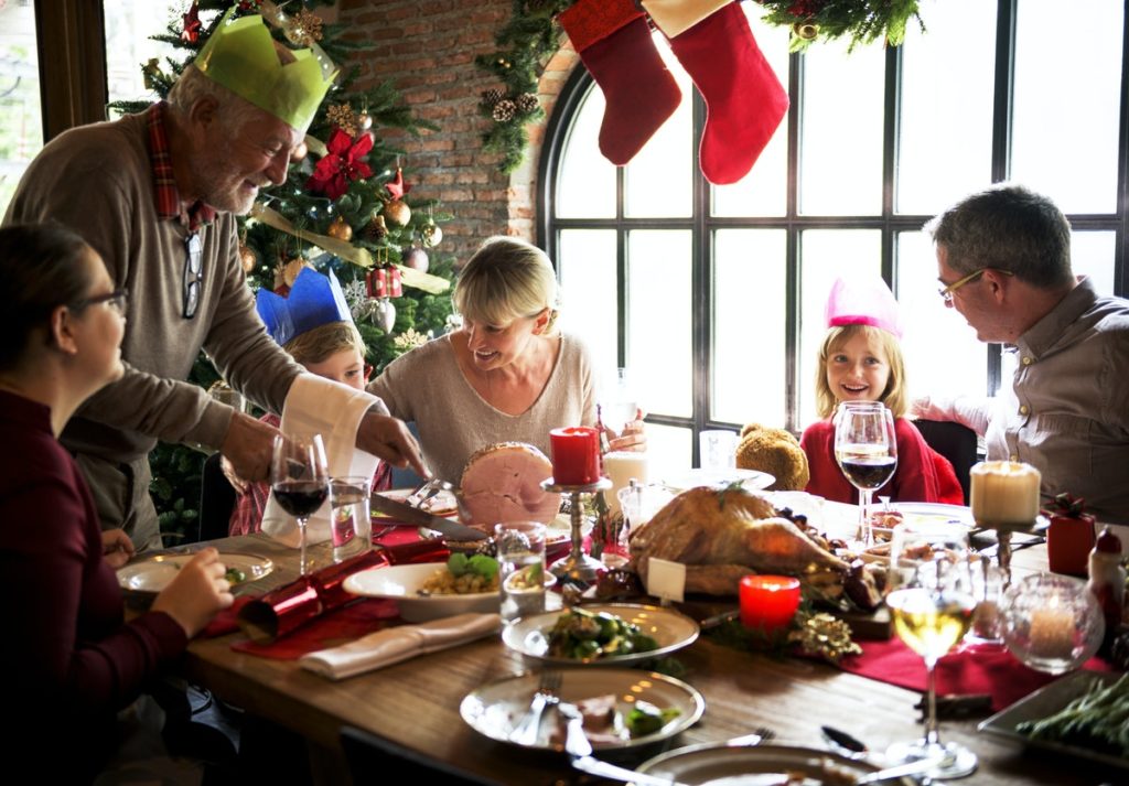 Group of diverse people are gathering for christmas holiday